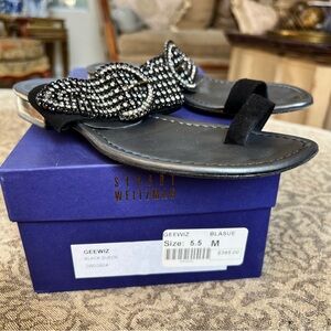Stuart Weitzman Black Sandals with Sparkling Accents